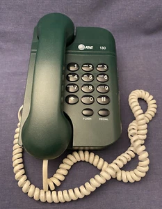 Vintage Forest Green AT&T ATT 130 Push Button Phone Telephone Desktop - Picture 1 of 9
