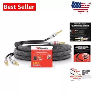 High-Performance 6ft 12AWG OFC Speaker Cable with 24k Gold Plated Banana Plugs - Picture 1 of 11