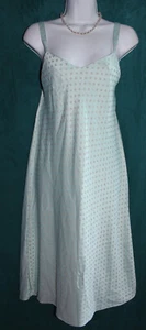 CABERNET Aqua Polka Dot Satin Midi Nightgown Spaghetti Straps Nightie New Size S - Picture 1 of 4