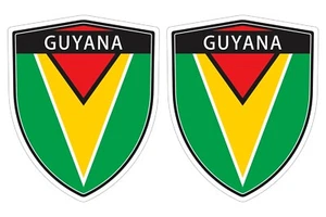 Guyana flag window car shield vinyl decal bumper sticker x2 SH023 - Foto 1 di 4