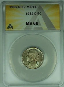 1952-D Jefferson nickelgetönt 5C ANACS MS 66 (52) - Bild 1 von 2