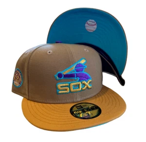 New Era Chicago White Sox 59FIFTY Fitted Hat 50 Year Patch Tan Aqua UV 7 1/4 - Picture 1 of 8
