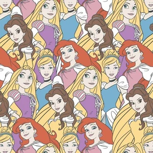BTHY Disney Princess Cinderella Ariel Belle Flannel Cotton Fabric By 1/2 Yard - Picture 1 of 1