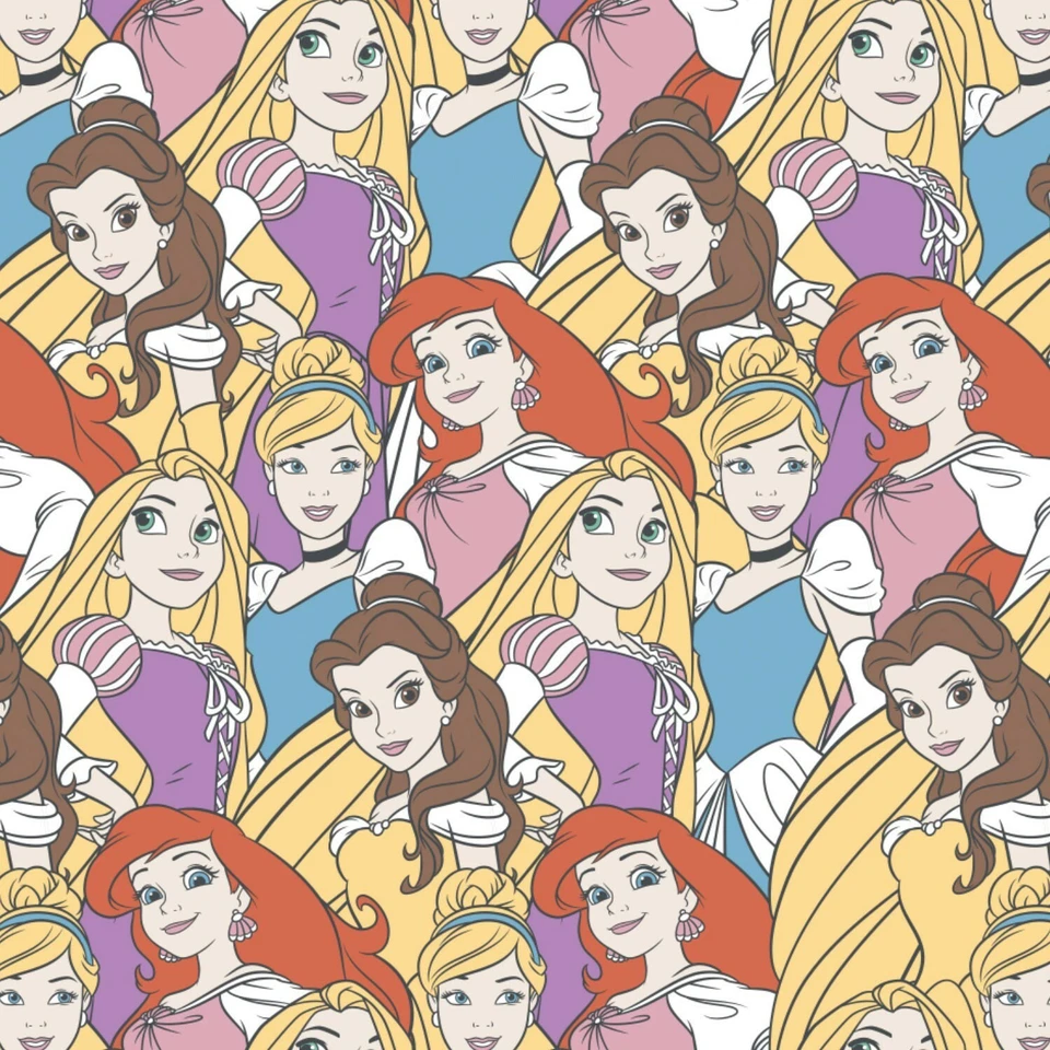  BTHY Disney Princess Cinderella Ariel Belle Flannel Cotton Fabric By 1/2 Yard - Image 1 of 1