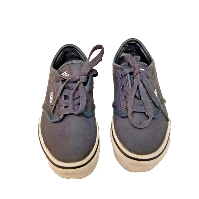 VANS Niños 12 Azul Marino Cuero Con Cordones Vestido Informal Tenis Corredores Zapatos de Patín Usados en Excelente Condición Foto 1 de 4