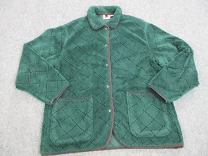 VINTAGE Woolrich Jacket Womens Medium Green Button Up Fleece Pocket Coat - Picture 1 of 11