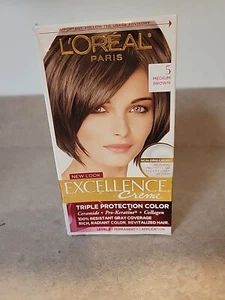 L'Oreal Paris Excellence Creme #5 Medium Brown Permanent Hair Triple Care Color - Picture 1 of 5