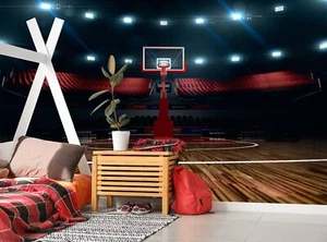 Sport Wall Mural Basketball Arena Photo Wallpaper Kids Boys Teens Room Decor - Imagen 1 de 8