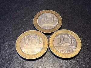 1988-1989-1991 France 10 Francs-X3 Bi-Metallic Coins-Nice Grade Collectibles. - Picture 1 of 2