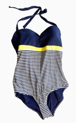 Traje de baño Nip Tuck Swim para mujer de una pieza azul marino, rayas talla 16 copa multiajuste-721 Foto 1 de 4