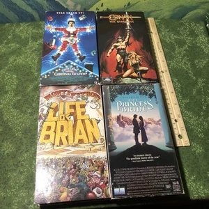 4 VHS Lot Life Of Brian Conan Barbarian Princess Bride Christmas Vacation - Picture 1 of 3