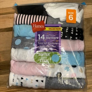 Hanes Girls' Size 6 Tagless Hipsters Super Soft Waistband & No Ride Up 14 Count - Picture 1 of 2