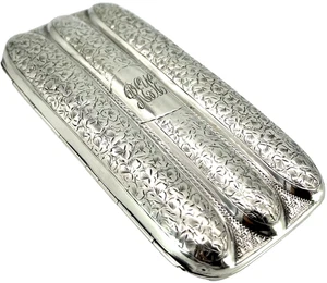 Victorian Silver Cigar Case by William Thorneywork – 1898 – 100.27g - Picture 1 of 15
