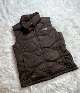The North Face Vest Women Brown 550 Goose Down Quilted Puffer Jacket Size Large - Picture 1 of 9