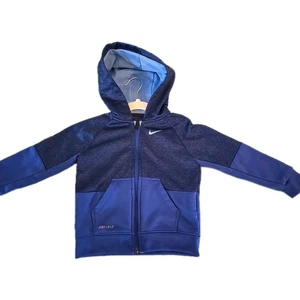 NIKE Dri-Fit Boys Navy & Blue Full-Zip Top Jacket Hoodie Size 24 Months Toddler - Picture 1 of 9