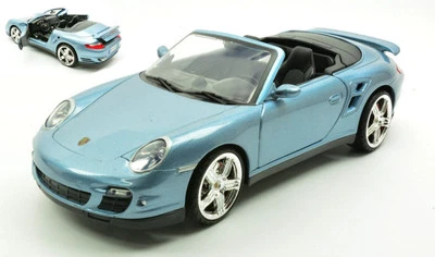 MODELLINO AUTO STATICO MOTORMAX PORSCHE 911 TURBO CABRIO 2008 BLU SCALA 1/18 - Immagine 1 di 4