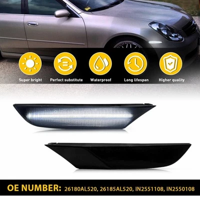 Parachoques delantero blanco luces laterales LED marcadoras para Infiniti G35 2003-2006 sedán de 4 puertas Foto 1 de 4