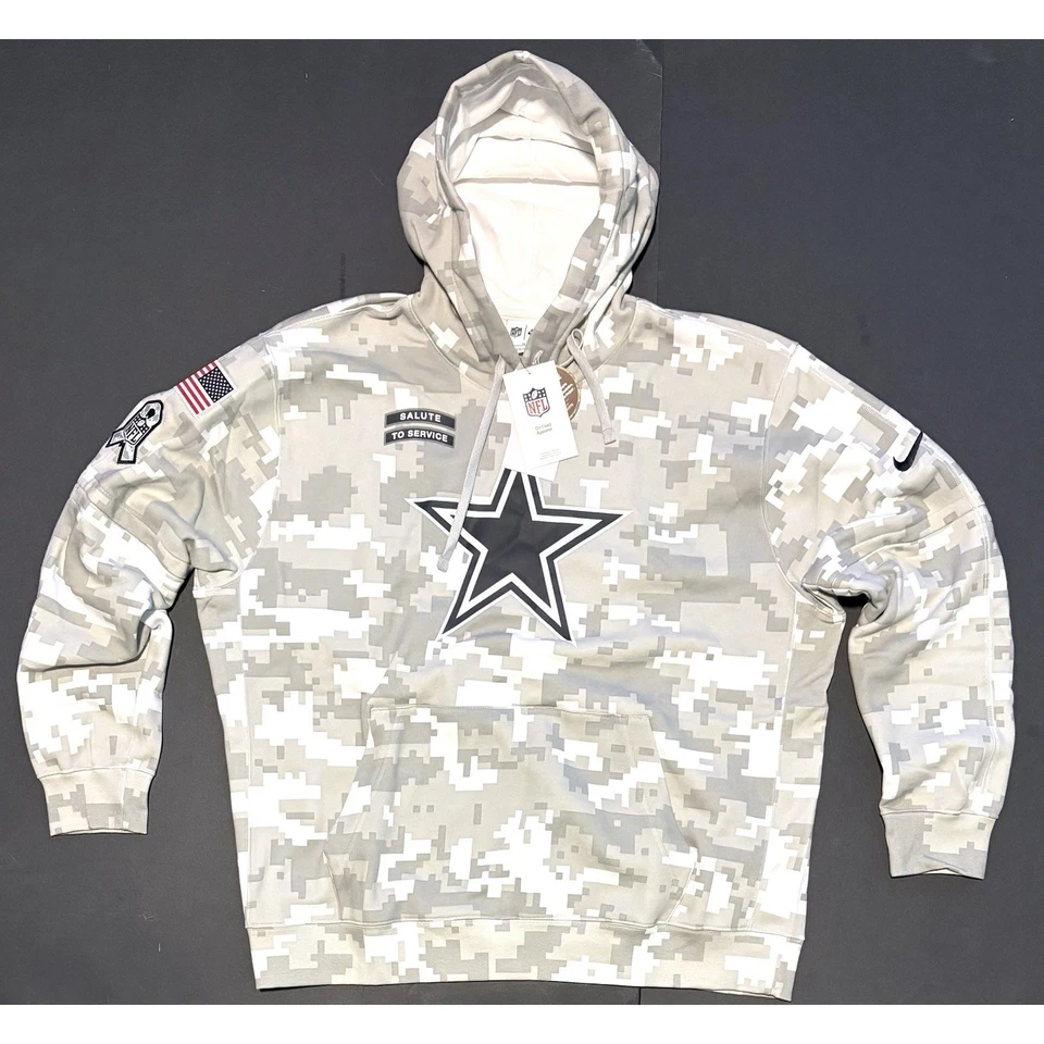 NFL Nike Dallas Cowboys Camouflage Salute Military Hoodie Sweatshirt Men's 2XL