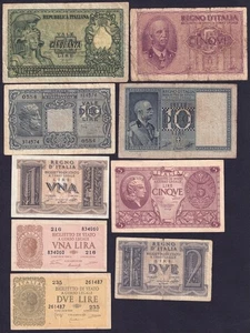 ITALIA 1939/51 Lotto di 9 banconote - Imagen 1 de 1