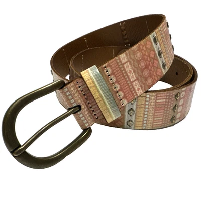 Fossil Leather Striped Collage Belt - Image 1 of 4