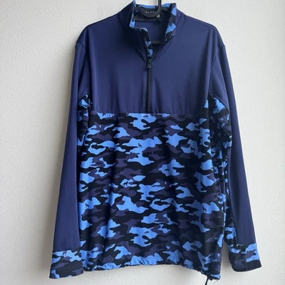 Greyson Size Small Tate Golf Quarter Zip Eclectic Camo Blue Black Graphic Wolf - Image 1 of 4