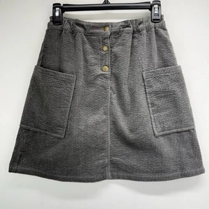 Vignette size 16 Girls Gray Corduroy Button Front Skirt NWT - Picture 1 of 6
