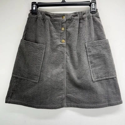 Falda Viñeta Talla 16 Niñas Gris Pana Botón Delantero Nueva Con Etiquetas Foto 1 de 4