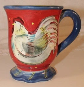 CERTIFIED INTERNATIONAL COUNTRY COLLAGE SUSAN WINGETS ROOSTER 12 oz MUG RED - Picture 1 of 4