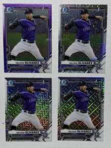 2021 Bowman Chrome Helcris Olivarez 1st Bowman Purple Mojo #/250 Lot 4 3 Mojo - Picture 1 of 1