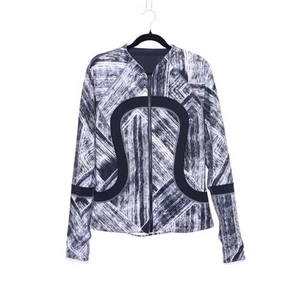 LULULEMON Find Your Bliss Jacket Black Heat Wave White Reversible Women's 10 - Picture 1 of 15