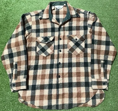 Vintage Woolrich Buffalo Plaid Wool Heavy Flannel Shirt Jacket Shacket Men Large - Image 1 of 4
