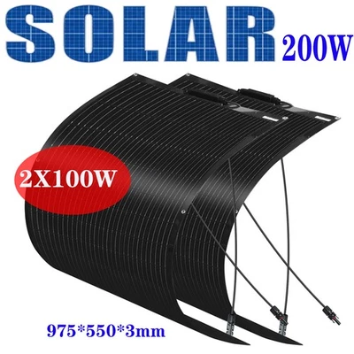 200W Flexibles Solarmodul Solarpanel Monokristallines PVmodul für Wohnwagen Boot - Bild 1 von 4