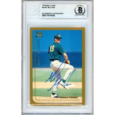 Mark Mulder assinado 1999 Topps Traded #T8 Oakland Athletics BAS lajeado controle remoto automático - Imagem 1 de 4