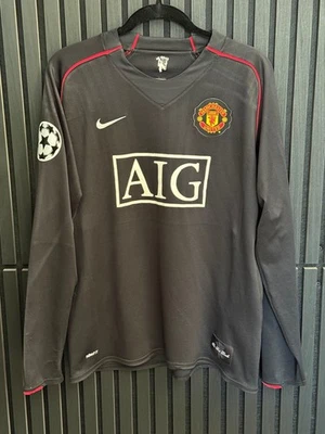 Camiseta Nike Manchester United Negra Manga Larga 07/08 L/S Para Hombre L RONALDO 7 UCL Foto 1 de 4