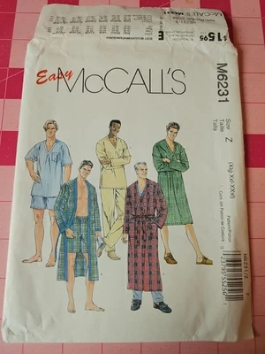 McCalls Pattern M6231 Mens Pajamas Robes Shorts Pants Sizes XL XXL XXXL UNCUT - Image 1 of 4