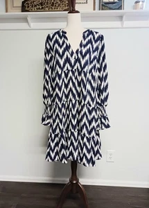 Abito Pomander Place Tuckernuck Kenzo donna XXL blu navy abito a strati Ikat - Foto 1 di 9