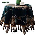 Thick Dark Green Round Tablecloth European Style Cover Hotel Round Tablecloth