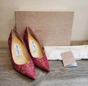 Jimmy Choo Heels Agnes Dragon Fruit Pink Glitter Size EU 34.5 UK 1.5 Boxed - Picture 1 of 15