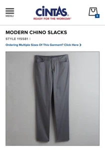 Cintas Damen Chinohose Größe 12 (36""B x 32""L) graue Arbeitsuniform, Taschen NEU - Bild 1 von 5