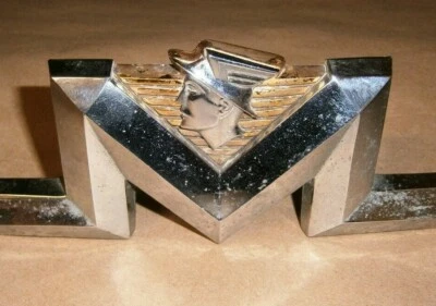 Vintage Used OEM Ford FOMOCO Mercury Gold Head Hood Emblem Large M Ornament - Image 1 of 4