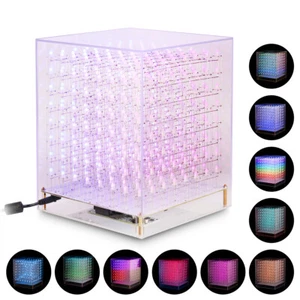 3D A Todo Color 8x8x8 Cubo RGB LED Juego Espectro de Música con MICRÓFONO HAZLO TÚ MISMO KIT/ Acabado  - Imagen 1 de 14