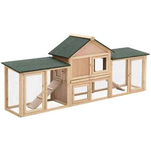 Outdoor Wooden Large Rabbit Guinea Pig Hutch 2 Storey Bunny House Small Pet Cage - Picture 1 of 11