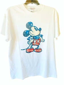 Mickey Mouse weißes T-Shirt Faux Faded American Mickey Unisex Top Zustand Größe M - Bild 1 von 3