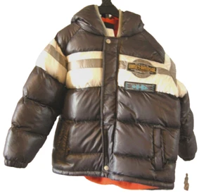 Harley-Davidson Boys Puffed Hooded Jacket, Size 4, Steel Gray & White, Brand New - Picture 1 of 2