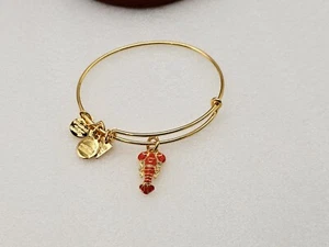 Shiny Gold Alex and Ani Lobster Charm Bangle Bracelet ๐ฆ๐ฆ Ocean Beach - Picture 1 of 10