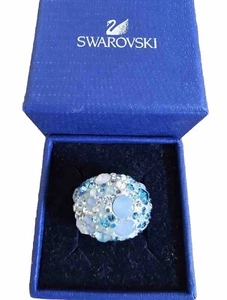 Swarovski Chic Opalescent Dome Ring  Blue & White Crystal Jewelry  - Size 52 (6) - Picture 1 of 10