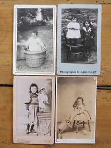 Konvolut 4 CDV Fotos Portraits von Kindern, Baby, Normandie - Bild 1 von 4