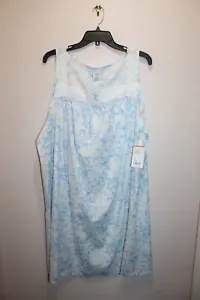 CROFT & BARROW NIGHTGOWN 100% COTTON SLEEVELESS FLORAL BLUE & WHITE SIZE 1X - Picture 1 of 4