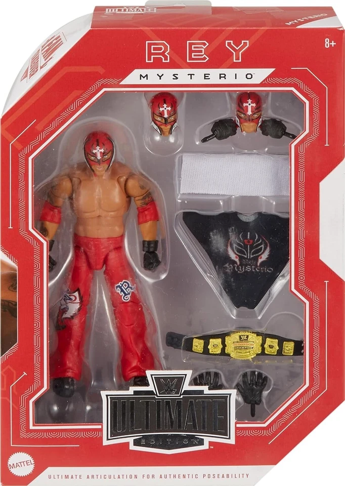 Figura de acción Rey Mysterio WWE Ultimate Edition con traje rojo Foto 1 de 1