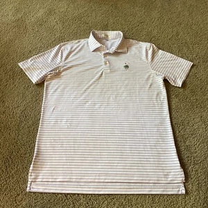 Polo Peter Millar estiva comoda uomo media M Merion blu bianco mazza da golf - Foto 1 di 5